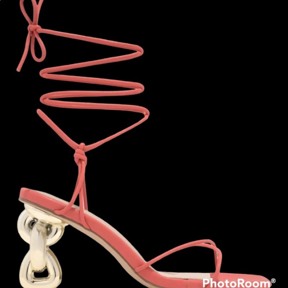 MISS LOLA Knot Detail Raya Peach Lace-Up Strappy Heels Sz:9 - Picture 11 of 15